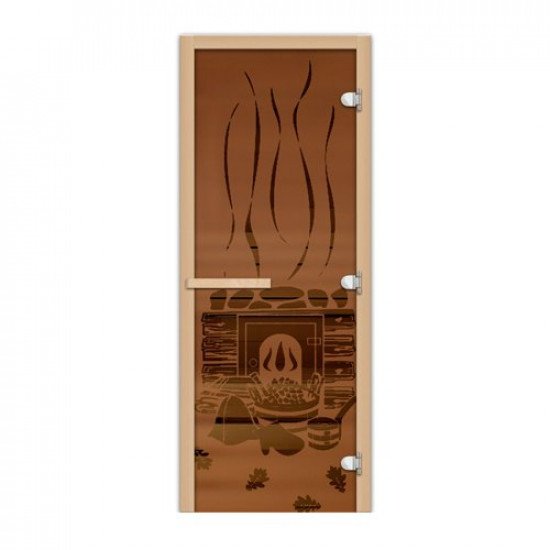 Дверь 1835х620 (1,9х0,7) стекло Банька бронза 8мм купить в Магия Огня