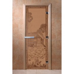Дверь для сауны DoorWood "Банька в лесу" 190*70 ( бронза матовое)