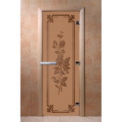 Дверь для сауны DoorWood "Розы" 190*70 ( бронза матовое)